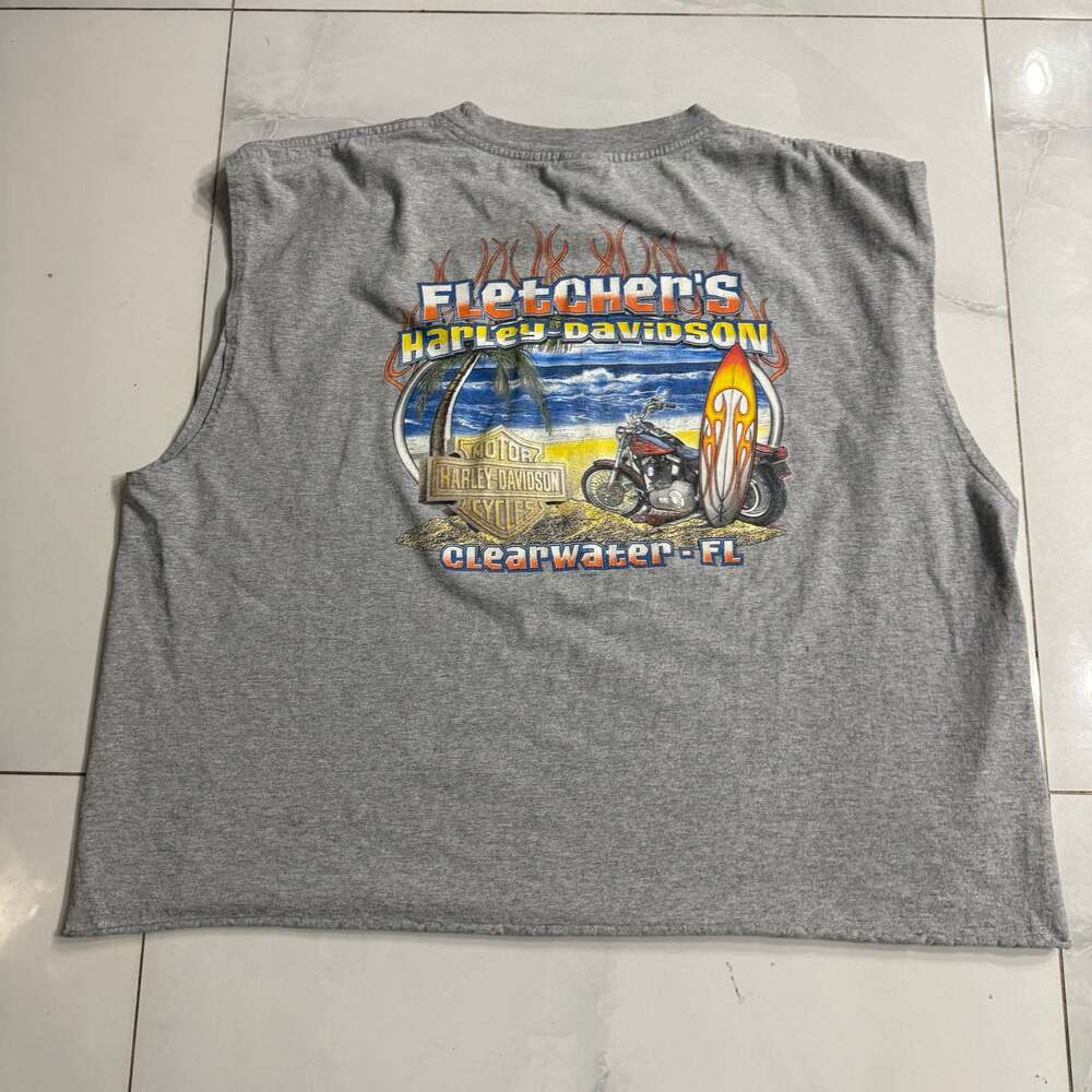 Harley-Davidson Fletcher's Clearwater FL Sleeveless Graphic Pocket T-Shirt Gray